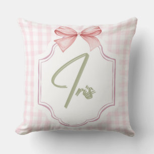 Coussin Iris Baby Girl Nursery Art Pink Bow personnalisé