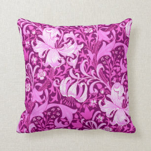 Coussin Iris de William Morris et lis, pourpre d'améthyst