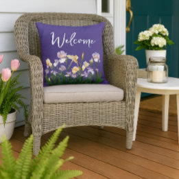 Coussin Iris Floraux Accueil Violet