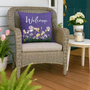 Coussin Iris Floraux Accueil Violet