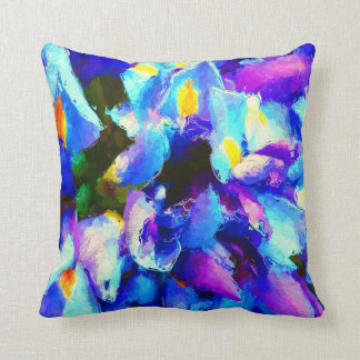 Coussin Iris lunatique de pourpre d'aquarelle