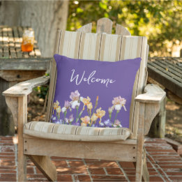 Coussin Irises Floral Purple Bienvenue