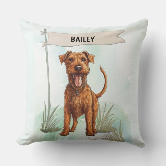 Coussin Irish Terrier Watercolor Personalized Dog (Recto)