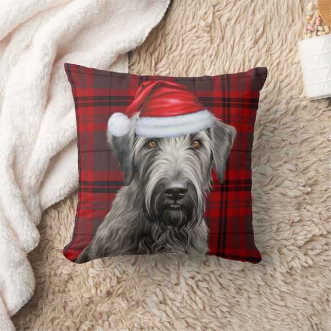 Coussin Irish Wolfhound Dog Red Plaid Christmas Holiday (Couverture)