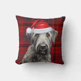 Coussin Irish Wolfhound Dog Red Plaid Christmas Holiday