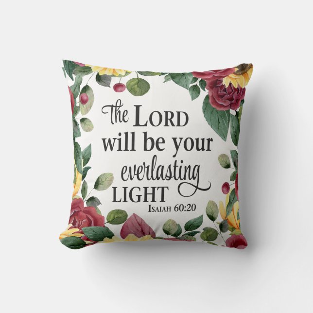 Coussin Isaïe 60:20 Rose de tournesol Bible écriture flora (Recto)