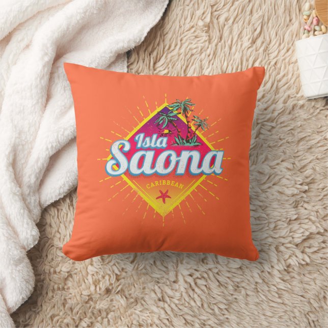 Coussin Isla Saona Caraïbes République dominicaine Retro (Couverture)