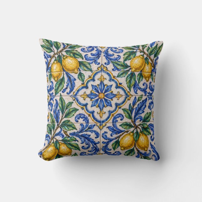 Coussin Italian Lemon Azulejo Tile (Recto)