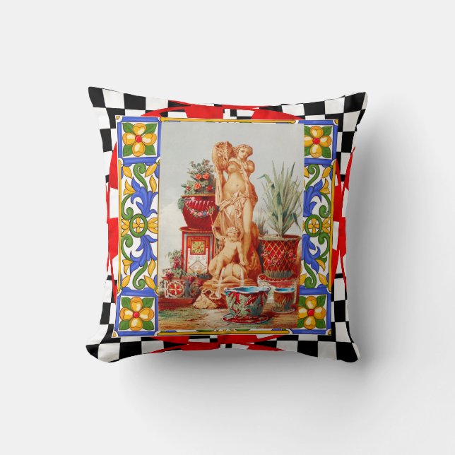 Coussin Italian, Sicilian art, maiolica, tiles, baroque ar (Recto)