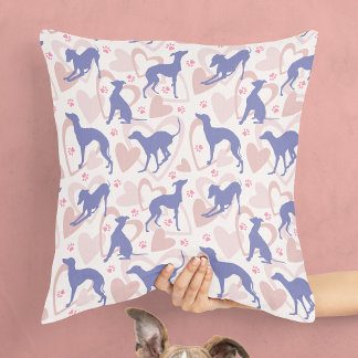 Coussin Italien Greyhound Hearts Paws Periwinkle Motif
