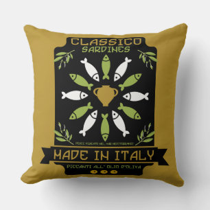 Coussin Italien Sardine Art Print Kitchen Cadeau