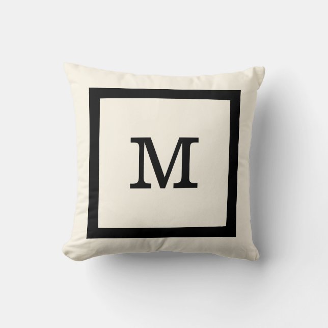 Coussin Ivoire classique moderne et carré noir et (Recto)
