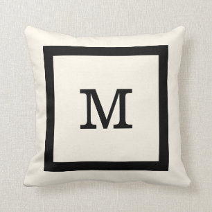 Coussin Ivoire classique moderne et carré noir et
