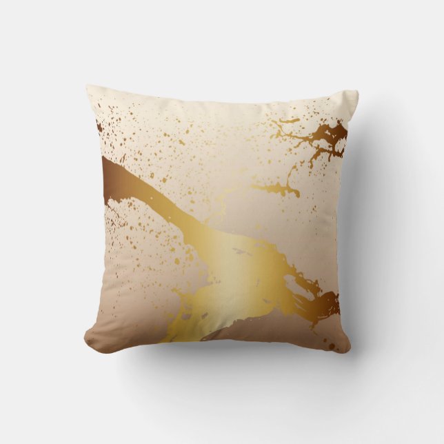 Coussin Ivoire grunge de taupe d'or de l'éclaboussure | de (Recto)