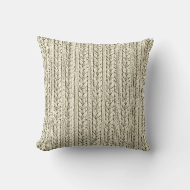 Coussin Ivory Cable Knit Texture (Recto)
