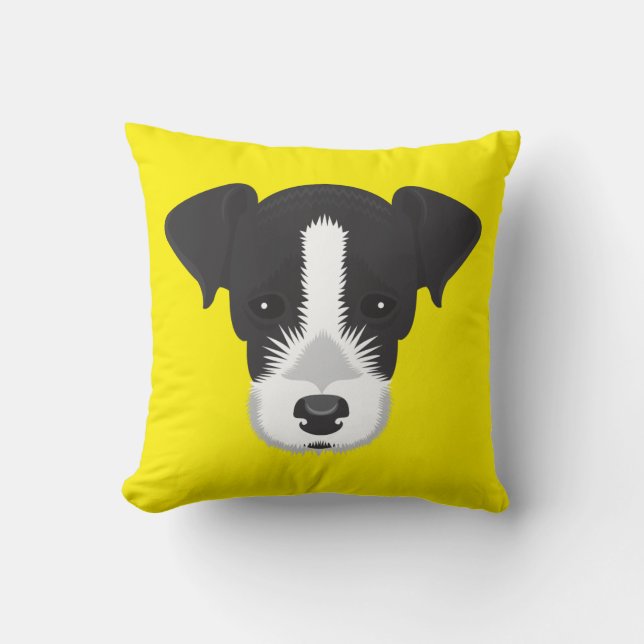 Coussin Jack jaune Russell Terrier (Recto)