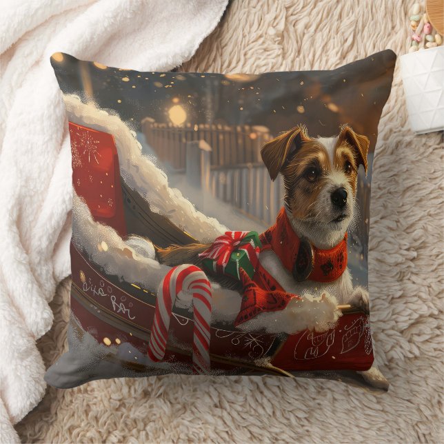 Coussin Jack Russell Chien Festive de Noël (Couverture)