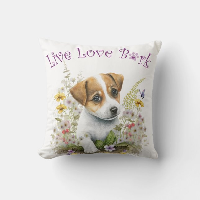 Coussin Jack Russell Chien Maman Floral (Recto)