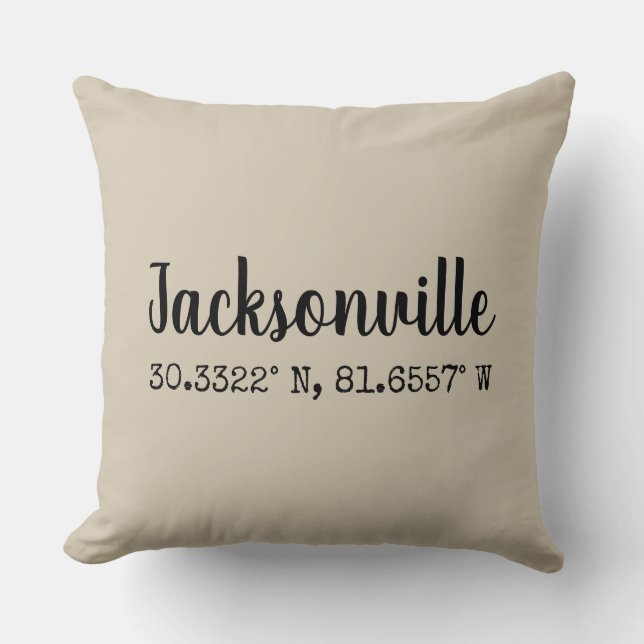Coussin Jacksonville la Floride de coordonnées (Recto)