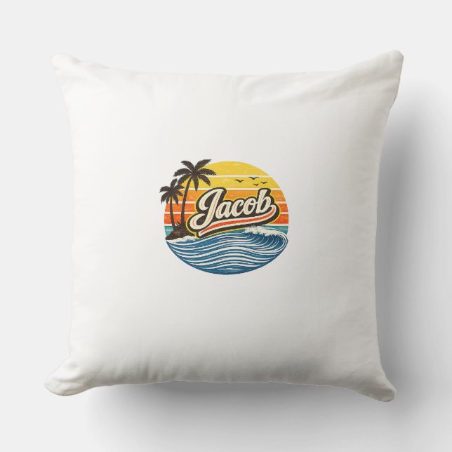 Coussin Jacob Retro Sunset Name Design (Recto)