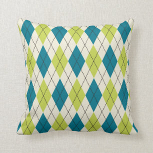 Coussin Jacquard bleu et vert