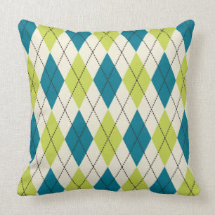 Coussin Jacquard bleu et vert