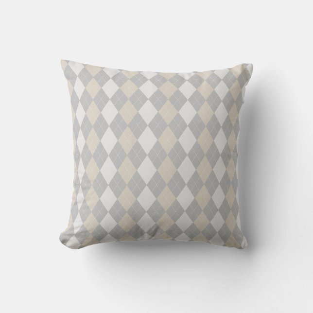 Coussin Jacquard de Motif de  de diamants BROWN gris et NA (Recto)