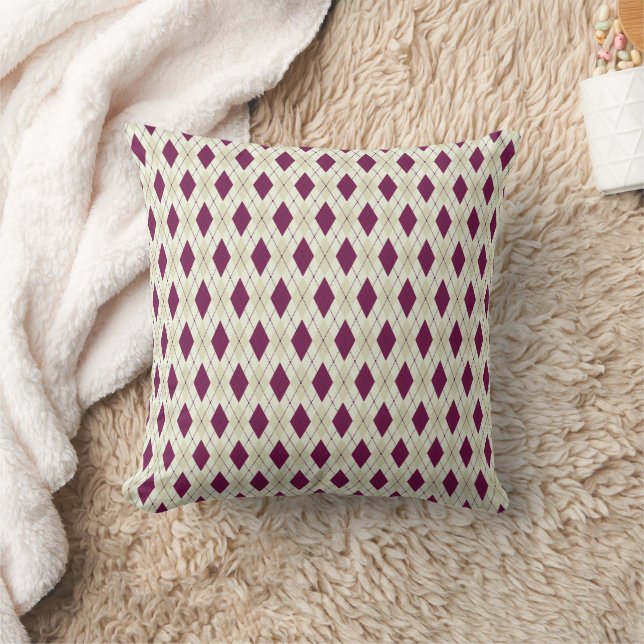 Coussin Jacquard moderne beige violet géométrique (Couverture)