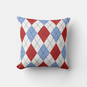 Coussin Jacquard Motif Diamant Design Géométrique Bleu cla