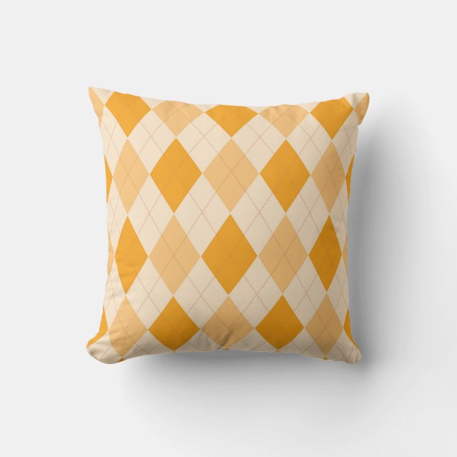 Coussin Jacquard Motif Diamant Design géométrique Orange (Recto)