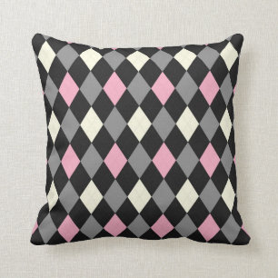 Coussin Jacquard rose et noir