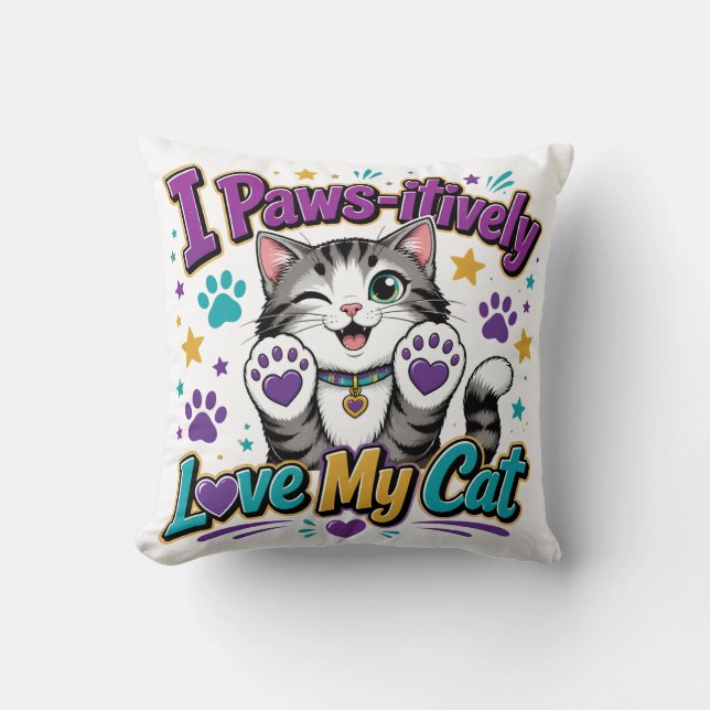 Coussin J'adore mon chat tout simplement – Plaid pour amat (Recto)