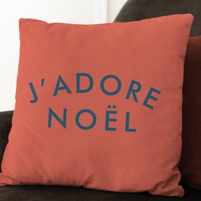 Coussin J'adore Noel | Modern Love Christmas Rouge et Mari (Créateur téléchargé)