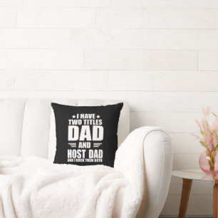 Coussin J'ai deux titres meilleur hôte papa idées de fête 