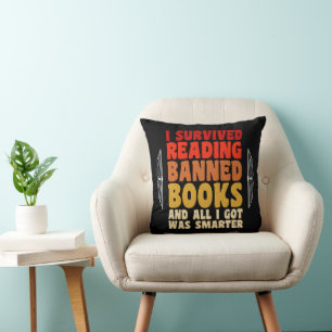Coussin J'Ai Survécu À La Lecture Interdits Livres Drôle C