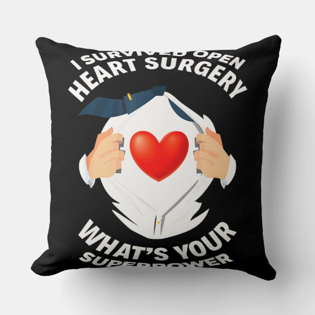 Coussin J'ai survécu Chirurgie du coeur ouvert Bypass Coeu (Recto)