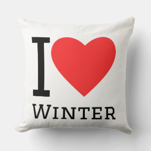 Coussin J'aime autocollant carré d'hiver