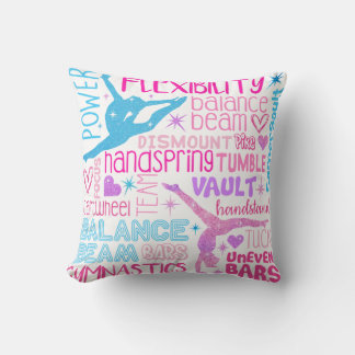 Coussin J'aime Gymnastique-filles rose, violet et bleu Pap