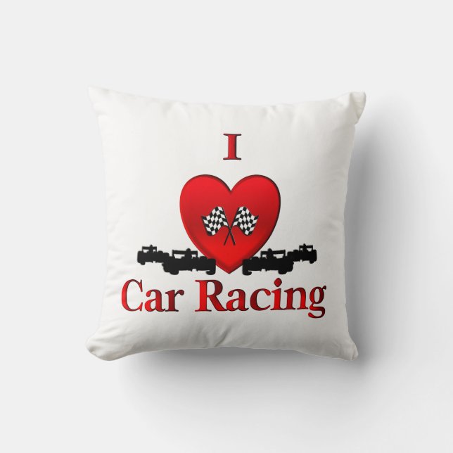Coussin J'aime la course automobile (Recto)