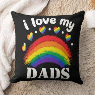 Coussin J'aime la fierté arc-en-ciel de mes papas