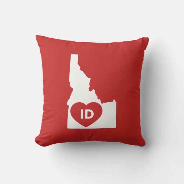 Coussin J'aime le carreau 16" d'état de l'Idaho x 16" (Recto)
