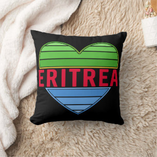 Coussin J'aime l'Erythrée, coeur érythréen