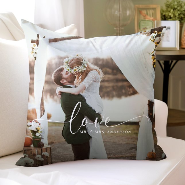 Coussin J'aime M. et Mme Mariage Photo (Créateur téléchargé)