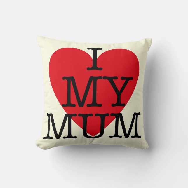 Coussin J'aime ma maman valentines mignonnes (Recto)
