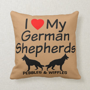 Coussin J'Aime Mes DEUX Bergers Allemands