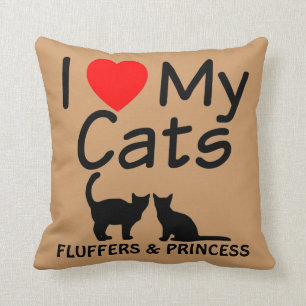 Coussin J'Aime Mes DEUX Chats