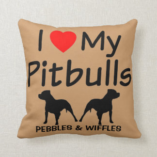 Coussin J'Aime Mes DEUX Pitbulles