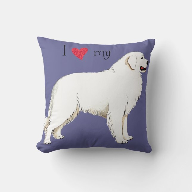 Coussin J'aime mes Grands Pyrénées (Recto)
