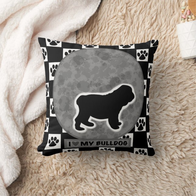 Coussin J'Aime Mon Bulldog (Couverture)