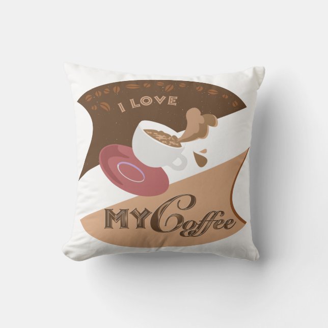 Coussin J'aime mon café Retro Java (Recto)